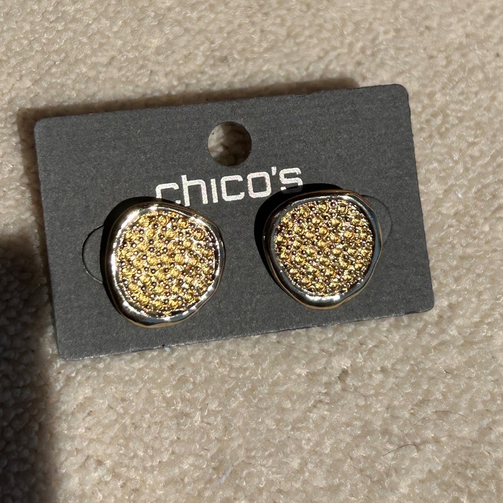 Chicos Shakira Gold Textured Earrings - Picture 6 of 7